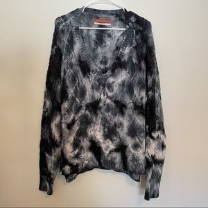 Pilcro Anthropologie v-neck cable sweater tie dye
